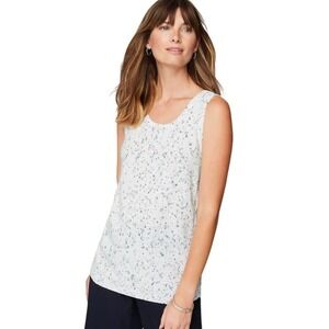 J.Jill Multi Tweed Lightweight Shell Tank Top Medium Soft Stone‎ Cotton EUC